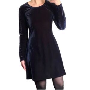 Hot Topic Goth Victoria's Secret Moda Intl M NavyBlue Velvet Flared Dress Velour